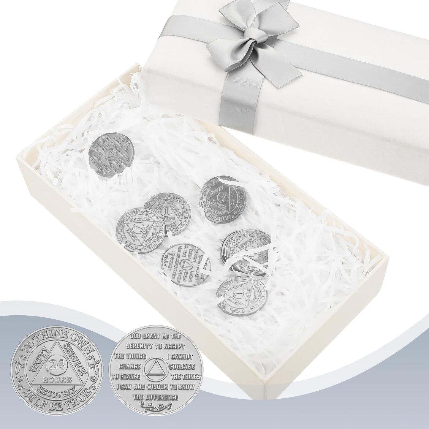 Landical 30 Pcs Recovery 24 Hours AA Chips and Medallions Bulk Sobriety Chips AA Tokens Alcoholics Anonymous Medallion Gifts Aluminum Commemorative Coins