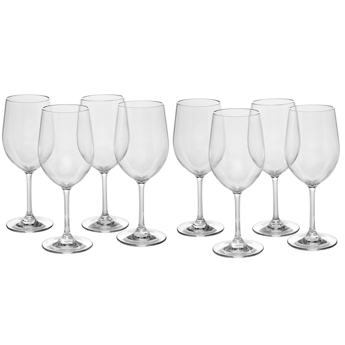 Deco Unbreakable Stemmed Wine Glasses, 12oz- 100% Tritan- Shatterproof, Reusable, Dishwasher Safe Drink Glassware (Set of 8)- Indoor Outdoor Drinkware - Great Holiday & Wedding Gift