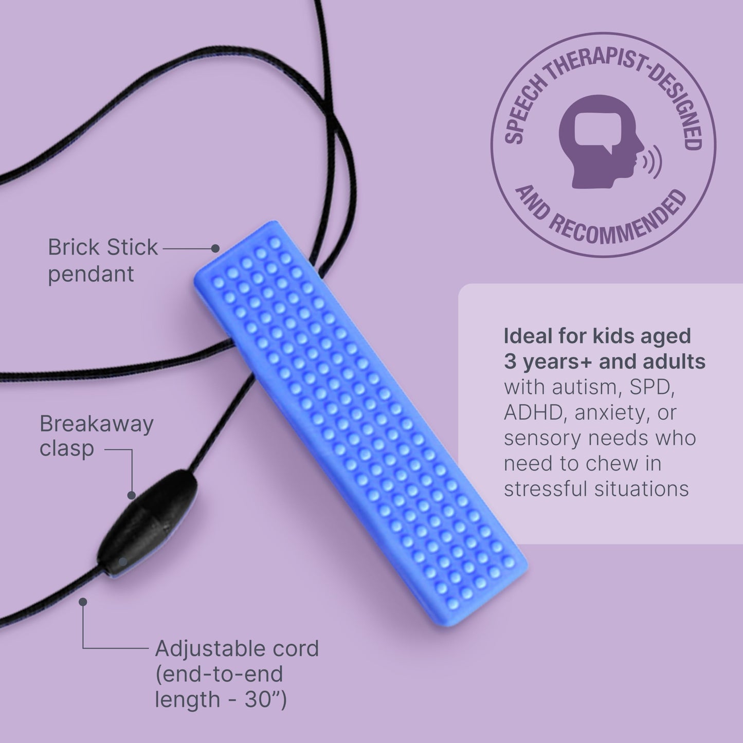 ARK Brick Stick, Chew Necklace for Sensory Kids and Adults, Oral and Hand Fidget for Autism, ADHD, SPD, Anxiety, Medical-Grade Textured Chew Necklace, XT, Medium Firm, Lime Green