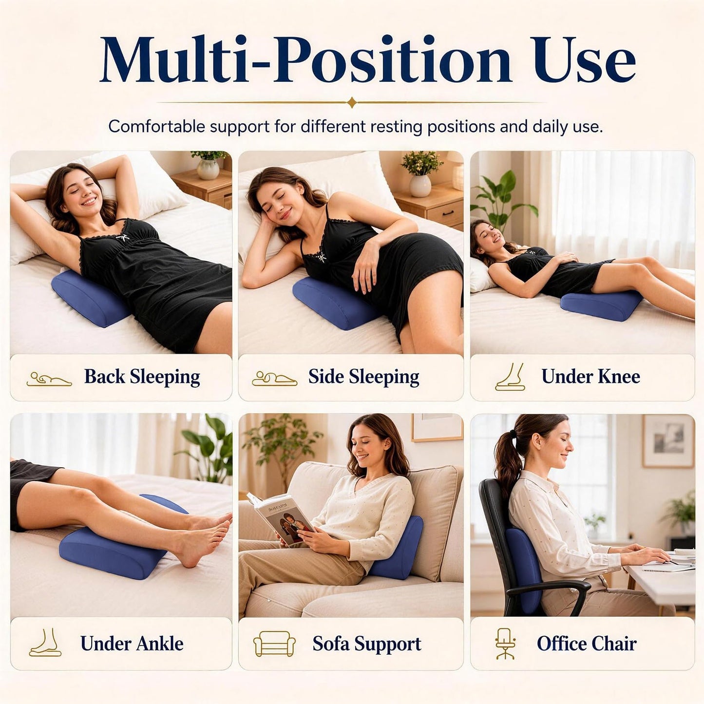 Lumbar Support Pillow for Bed – Memory Foam Lower Back Pain Relief Pillow for Sleeping, Ergonomic Lumbar Pillow for Side & Back Sleepers, Sciatica & Hip Pain Relief, Washable Cooling Cover Chair Pads