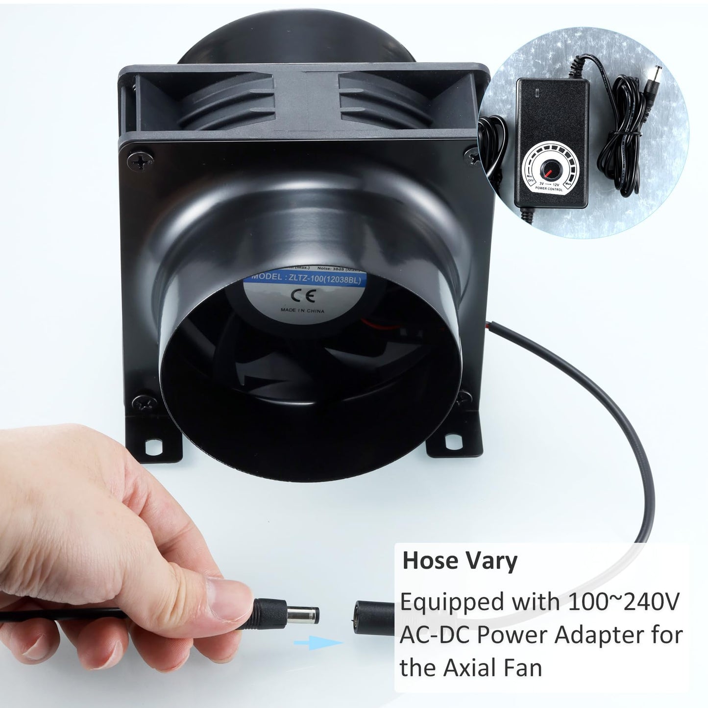 4" Axial Exhaust Fan, 3000RPM 120mm DC12V Dual Ball Bearings Air Exhaust Fume Smoke Extractor Fan Kit for DIY Soldering, 3D Laser, Paint Booth (4" Duct Adapters, Mesh, Dimmer Included)