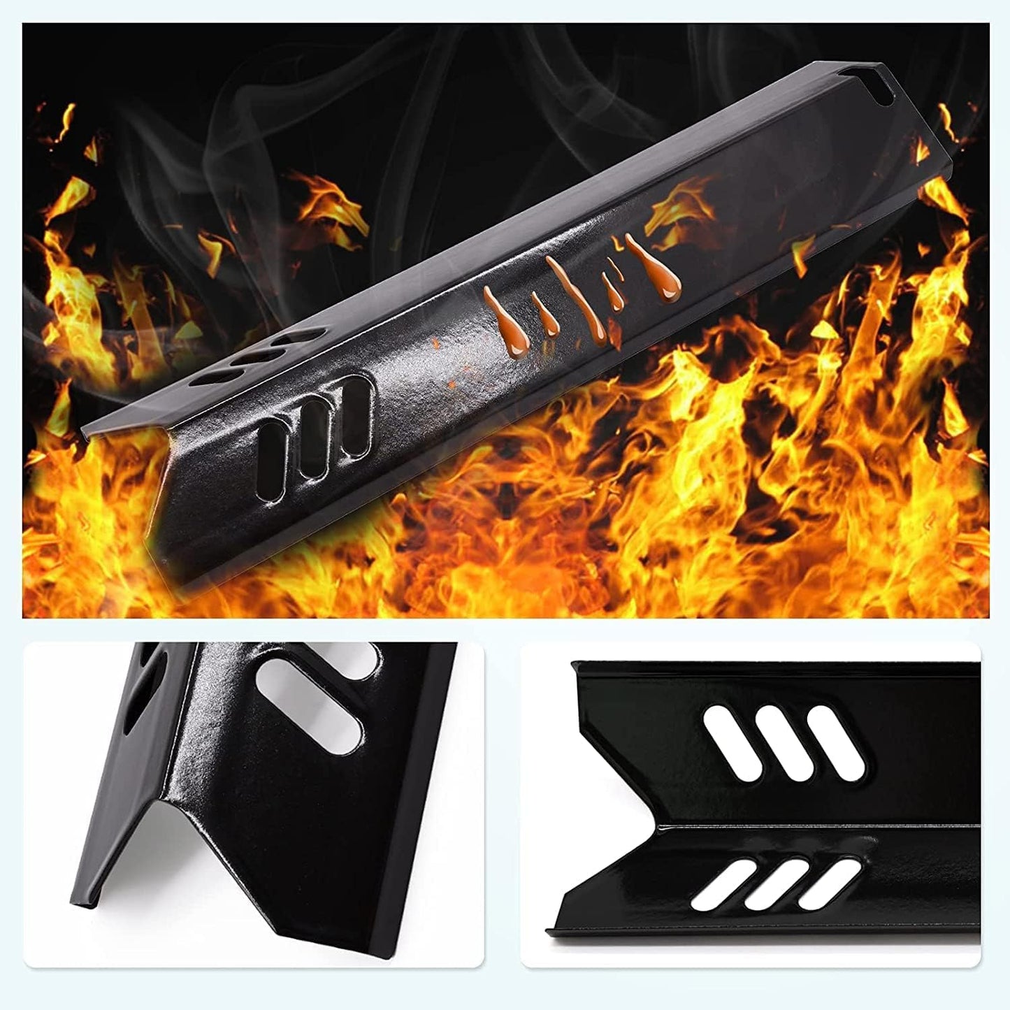 Criditpid Porcelain BBQ Heat Shields Replacment for Dyna-Glo DGB610SSP DGH483CRP DGF493BNP DGF510SBP, 15 inch Grill Heat Tent Plates for Outdoor Gourmet GR2205720-OG-00 GR2205723-OG-00.(6 Pack)