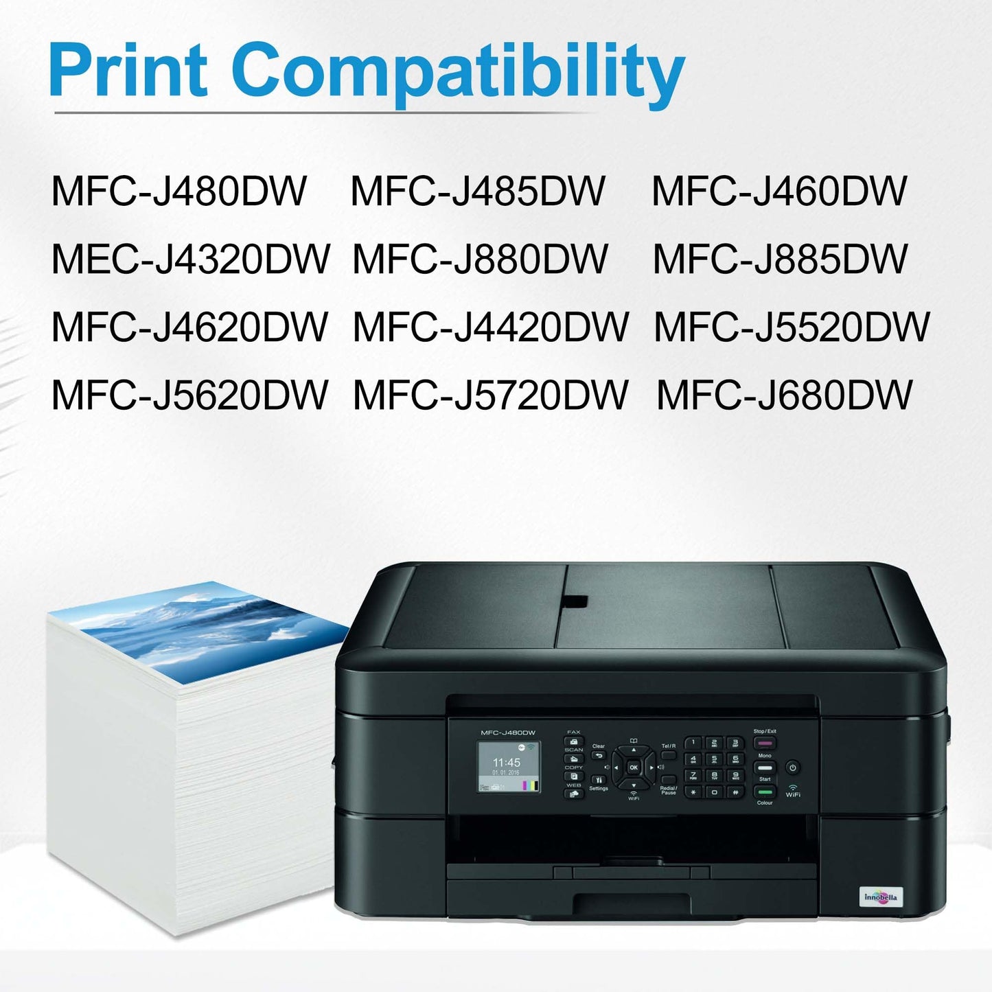 LC203XL LC201 BK/C/M/Y Ink Cartridges High Yield Compatible Ink Cartridges Replacement for Brother LC203 XL LC201 with MFC-J480DW MFC-J485DW MFC-J880DW MFC-J4420DW Printer (4-Pack)