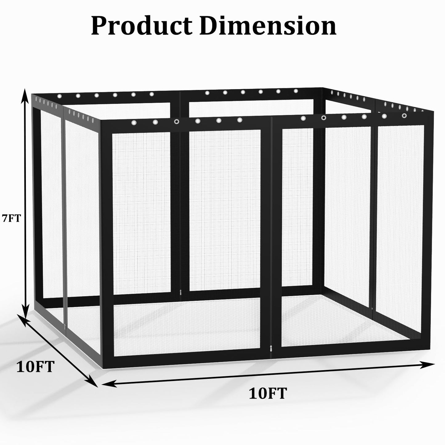 Mosquito Net Screen Walls for Outdoor Gazebo Canopy, 4-Panel with Zipper, Patio Tent Netting (Black, 10 * 10 FT)