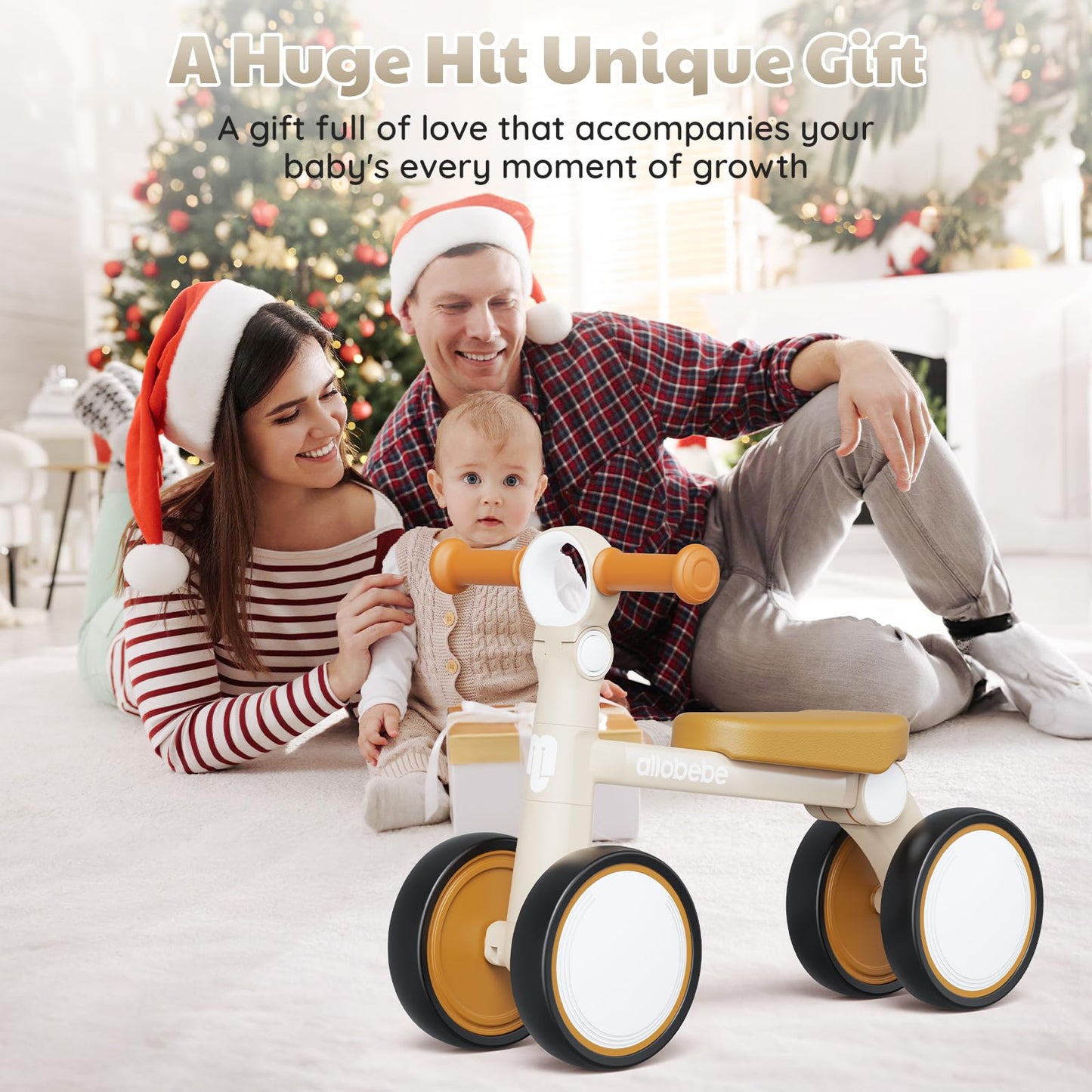 allobebe Upgraded Baby Balance Bike, 12-36 Months Boys Girls Toddler Bike with 3 Levels Adjustable Seat and Handlebar, Toddler Balance Bike First Birthday Gift