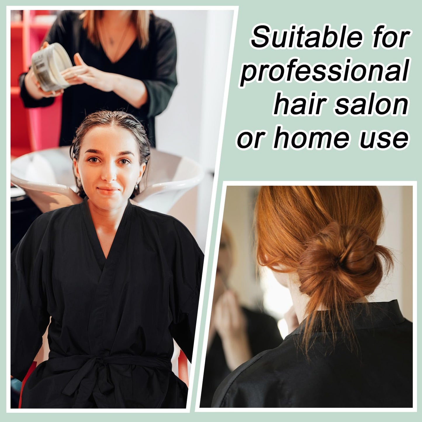 Toulite 6 Pieces Salon Robes Smock for Clients Haircut Cape Hair Salon Client Gown Cape for Women,40 Inches Long(Black)