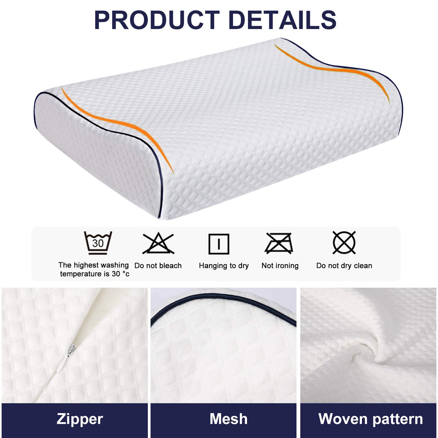 Fityou Ergonomic Memory Foam Neck Pillow,Support Pillow for Neck Pain Relief, Support Pillows for Side Back Stomach Sleepers Washable Cover