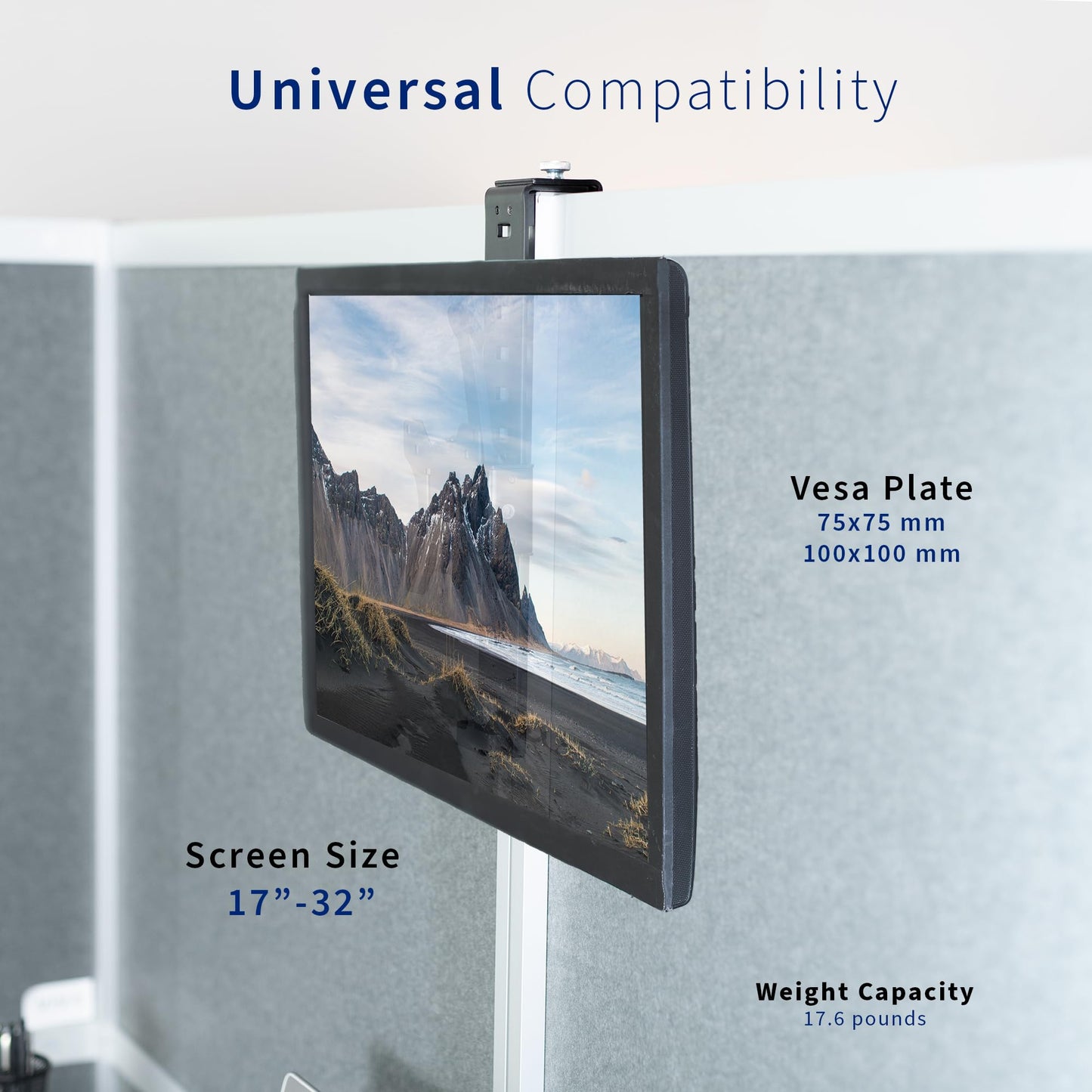 VIVO Black Office Cubicle Bracket VESA Monitor Mount Stand Hanger Attachment Adjustable Clamp for 17 to 32 inch Screen (Mount-CUB1)