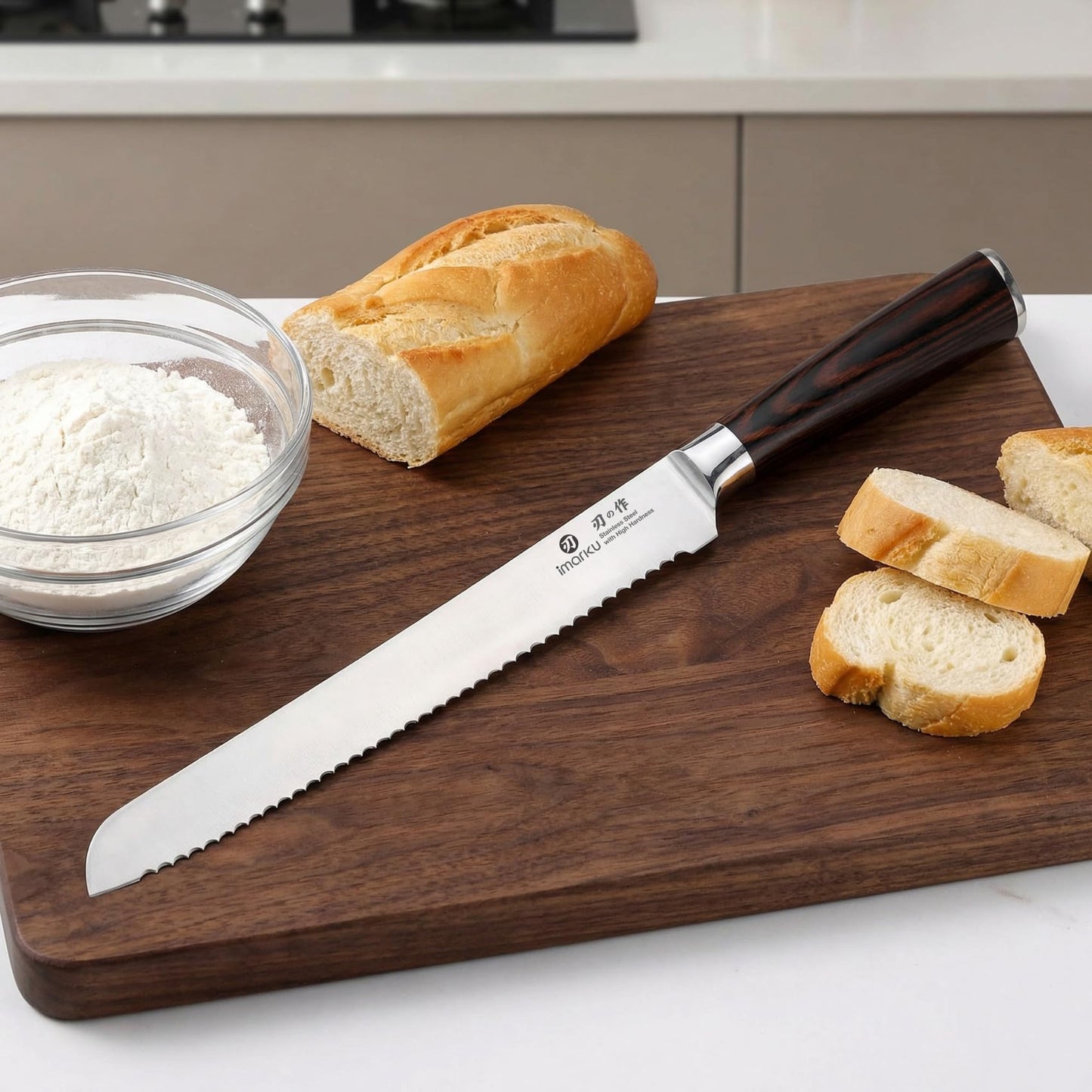 imarku Bread Knife, Japanese High Carbon Stainless Steel Professional Grade Breads Slicing Knife, 10-Inch Serrated Edge Cake Knife, Bread Cutter for Homemade Crusty Sourdough,Best Gifts