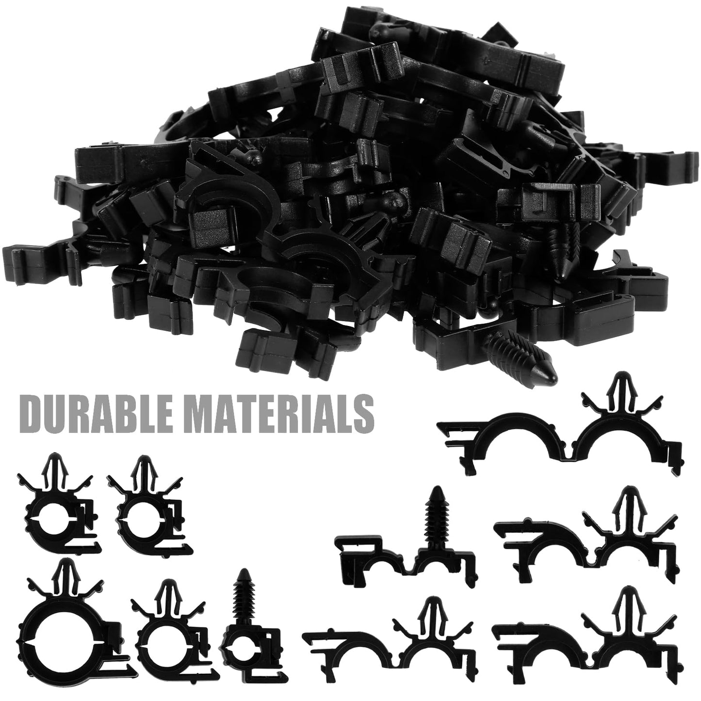 Abizarch 290Pcs Car Wire Harness Routing Clip Assortment Kit, 5 Different Sizes Wire Routing Clips Enduring Nylon Retainer Car Clips Replacement Parts for Most Cars Auto