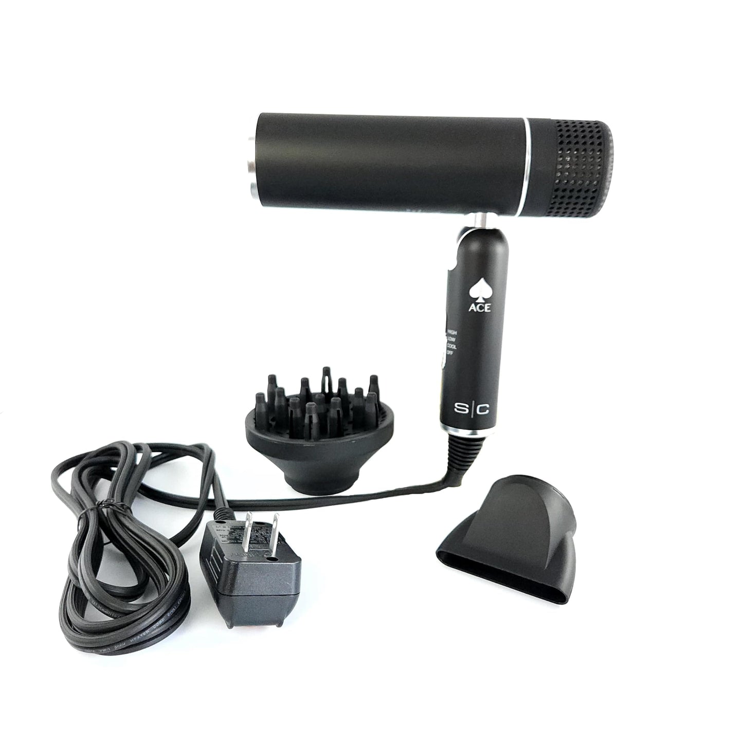 StyleCraft Ace Foldable Lightweight Hair Dryer with Powerful Motor with Diffuser and Concentrator Nozzle