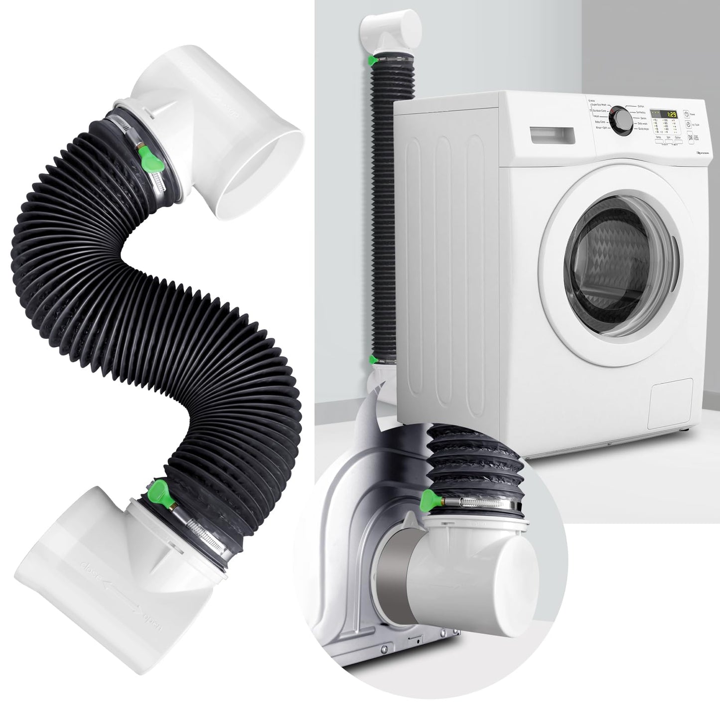 Dryer Vent Hose for Tight Space,90 Degree Dryer Vent Elbow,Better Than Magnetic Dryer Vent Connector Kit,Dryer Vacuum Hose Attachment