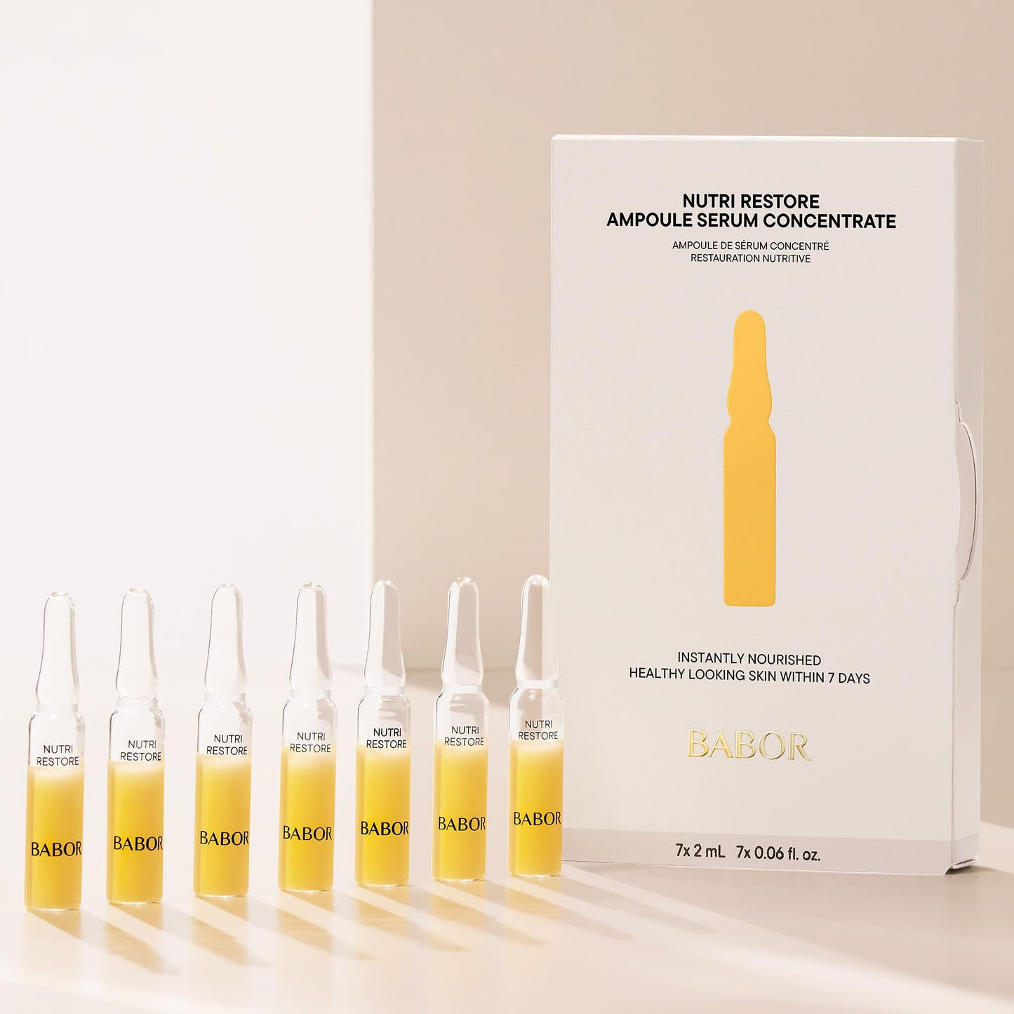 BABOR Nutri Restore Restorative Serum Ampoules for the Face, for Intensely Nourished and Healthy Skin, Vegan Formula, with Amino Acids and Argan Oil, Ampoule Concentrates, 7 x 2 ml