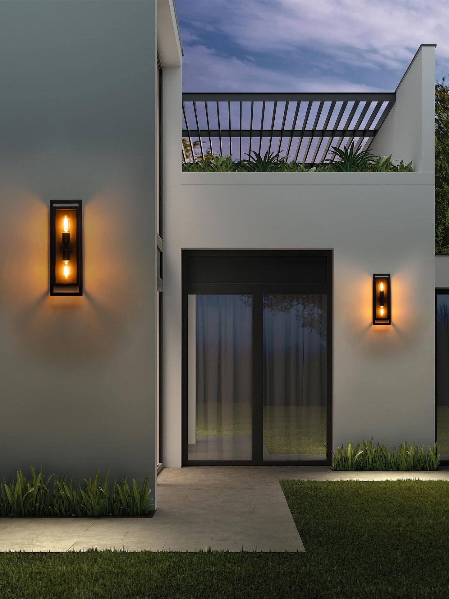 OUPAVOCS Outdoor Wall Light Fixture, Modern Porch Light Wall Mount, Exterior Wall Lamp with Clear Glass, Up and Down Outside Wall Sconce Lighting for House, Patio, Garage
