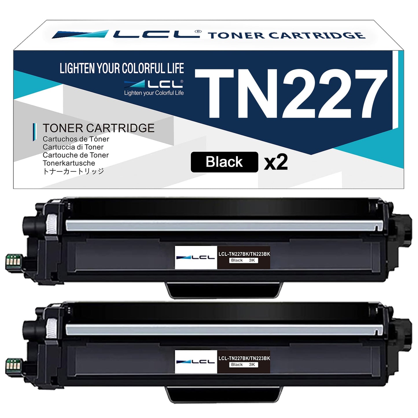 LCL Compatible Toner Cartridge Replacement for Brother TN227 TN-227 TN227BK TN-227BK for HL-L3210CW HL-L3230CDW HL-L3270CDW HL-L3290CDW MFC-L3710CW MFC-L3750CDW MFC-L3770CD DCP-L3510CDW (2-Pack)