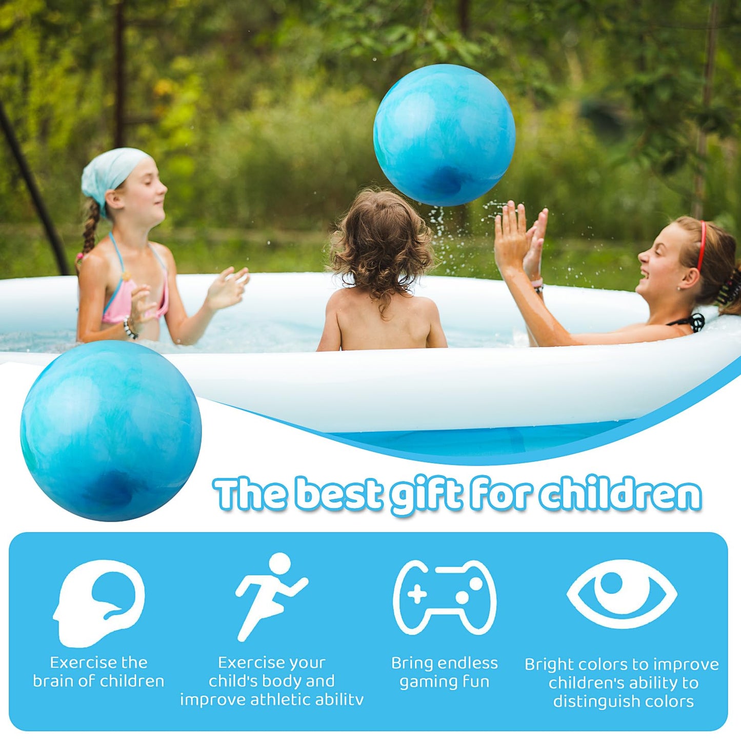 5 Pcs Fun Bouncy Balls, 18 InchRubber Inflatable Kick Ball Bouncing Sensory Balls with Hand Air Pump for Park Backyard Beach Indoor Outdoor Party Favors…