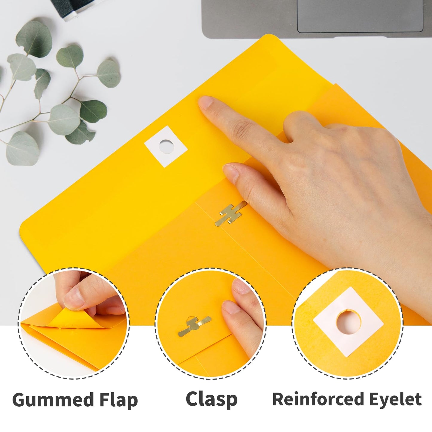 Expandable Manilla Envelopes 9 x 12 with Reusable Clasp and Gummed Seal 25 Pack, GIGYES 180 GSM Large Capacity Manilla Folders 8.5 x 11 Envelopes Mailing, for Home School Office Filing and Storing