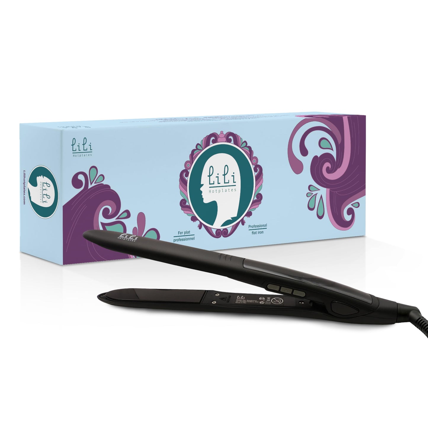 LILI HOTPLATES Classic Hair Straightener - 1 inch Titanium Plate | Professional Flat Iron 265-470°F Adjustable Temperature with LCD Screen | 3m Extra Long Power Cord | Fer Plat Professionnel