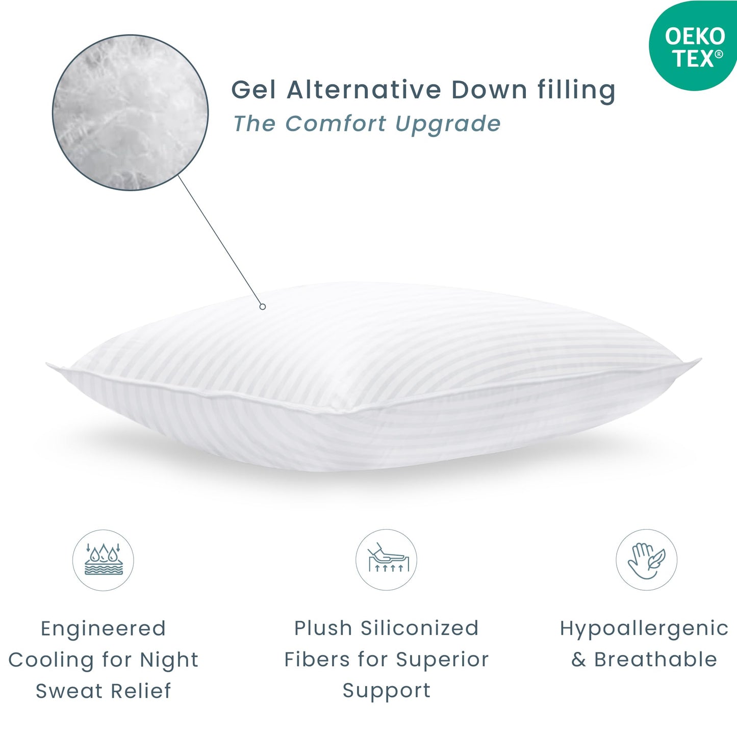 Threadmill Bed Pillows King Size Set of 2 | Down Alternative Cooling Bed Pillow for Sleeping | Firm Soft Pillows for Bed | 20 x 36 Hotel, King Size Pillows 2 Pack for Back, Stomach or Side Sleepers