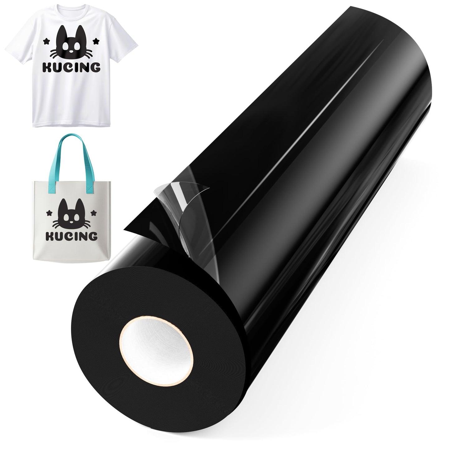 Likcut Heat Transfer Vinyl Black for T-Shirts 12" x 35ft Iron on Vinyl Roll Compatible with All Cutter Machine, HTV Heat Press Vinyl-Easy to Cut & Weed for Fabric Design