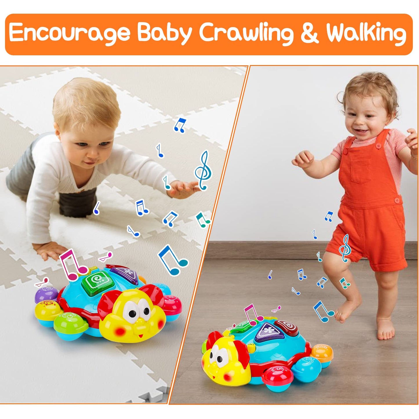 Baby Toys 6-12-18 Months, Tummy Time Toy for 1+ Year Old Learning Crawling Walking Baby Toy for 6 7 8 9 10 11 12 Month Old Infant Light Up Musical Development Toys for Babies Boys Girls Gifts