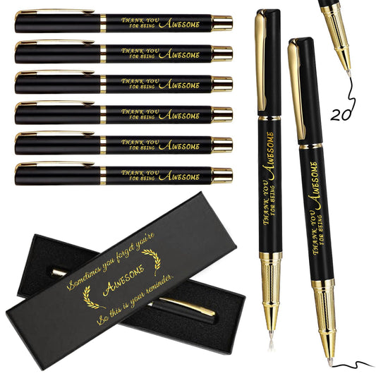 10/20/40 Sets Inspirational Thank You Gifts Employee Appreciation Gifts Bulk Ballpoint Engraved Business Pens with Gift Boxes (THANK YOU FOR BEING AWESOME, 20)