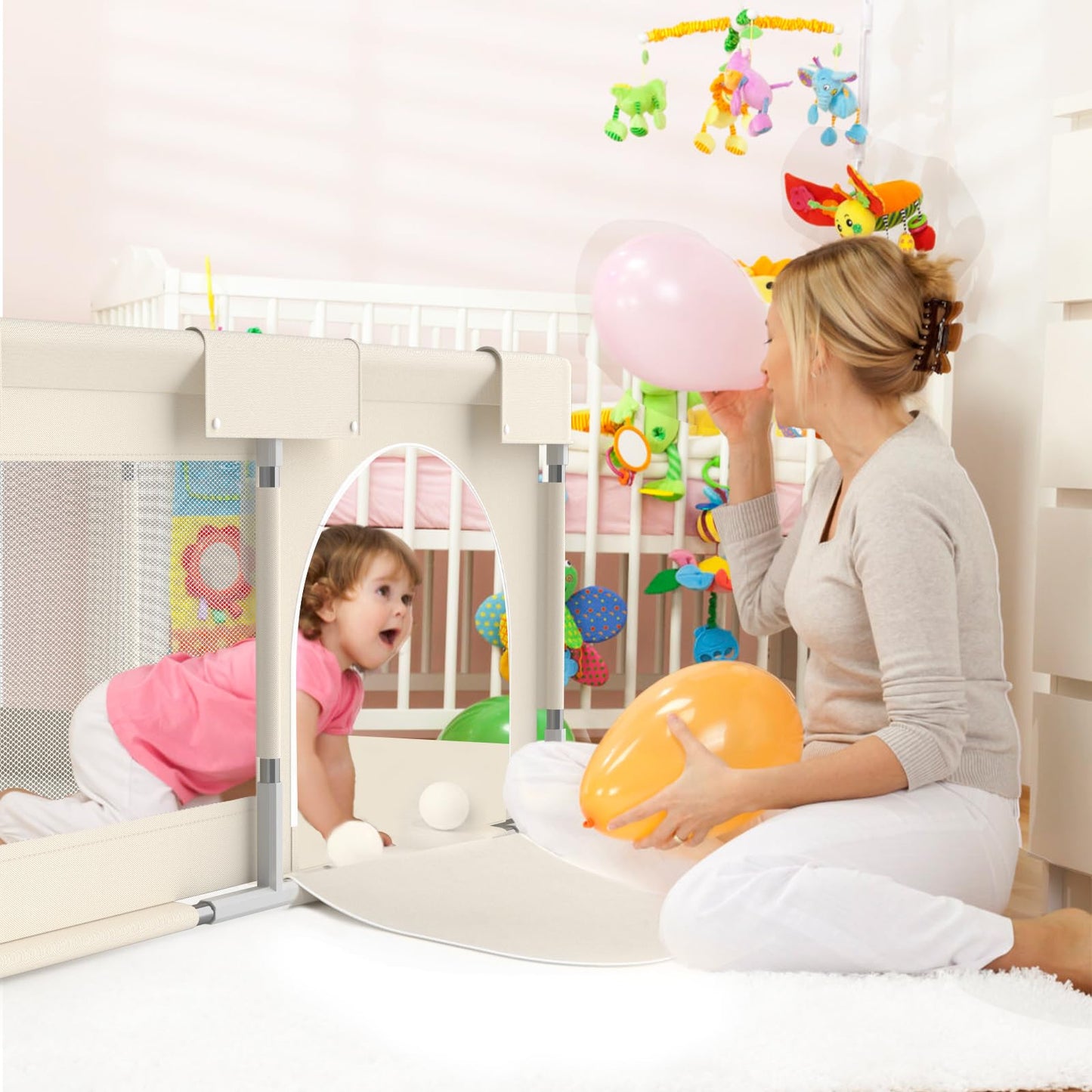 Fodoss Playpen Baby, 47x47inch Play Pen, Small Playard,Playpen for Apartment, Play Yard, Baby Activity Play Fence, Extra Large Playard, Parc Pour bébé