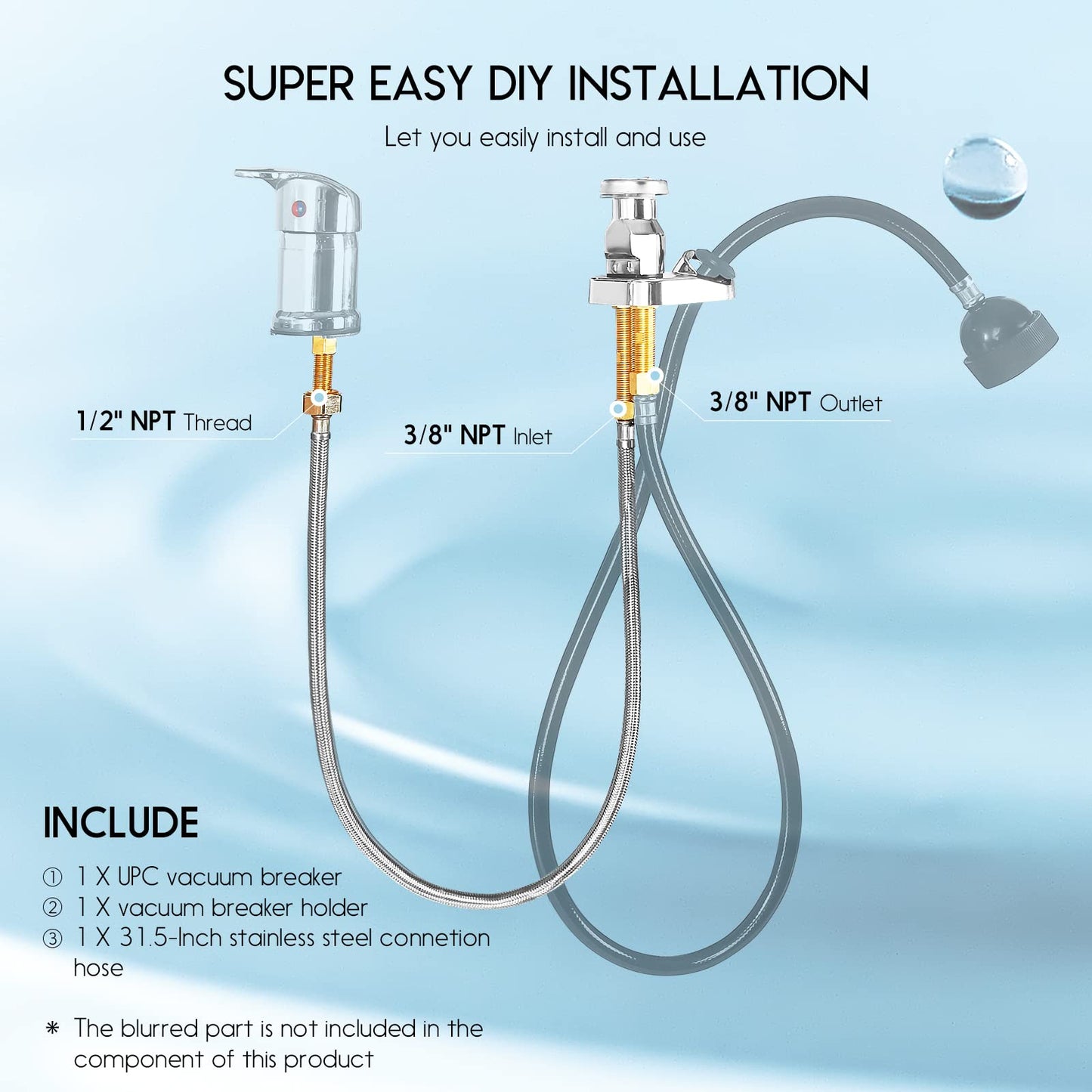 LukLoy Shampoo Bowl Vacuum Breaker Kit for Faucet, Salon Sink Parts, 7 Pcs Faucet Kit