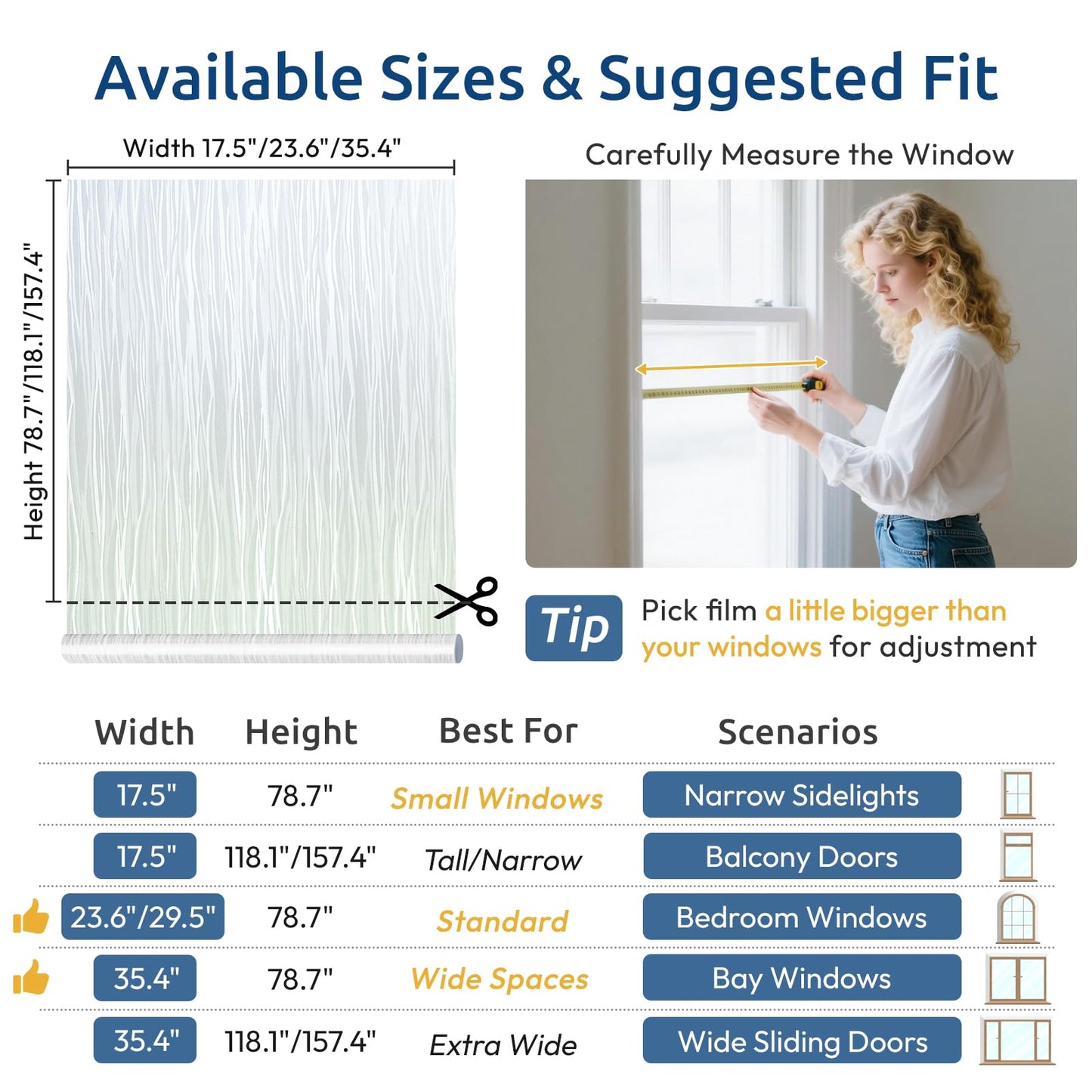 rabbitgoo Window Films for Privacy, Frosted Static Cling Glass Film Non-Adhesive UV Heat Blocking Covering Removable Vinyl Privacy Window Stickers for Bathroom Door Home Decor, 90 x 200cm
