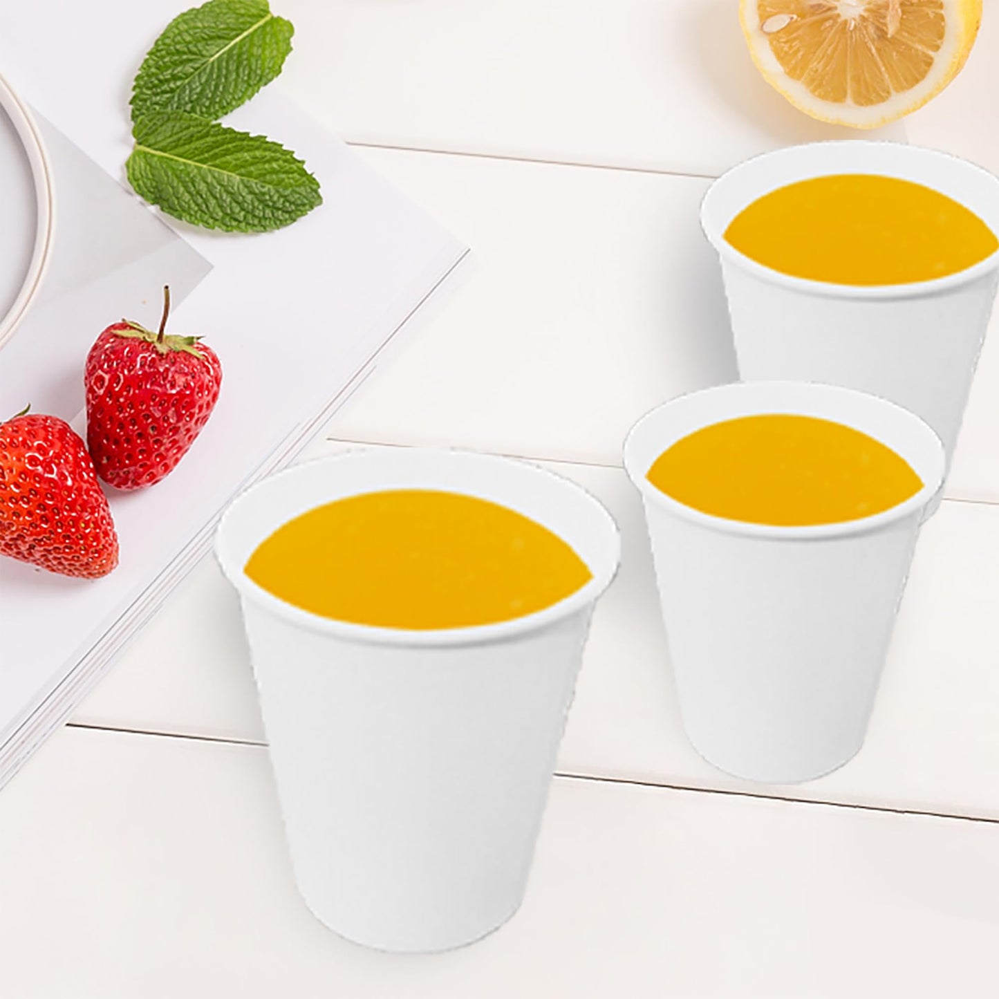 120 Pack 9 Ounces Leak-Proof Disposable Paper Cups for Hot/Coffee, Tea, Beverage Cups - Holiday Party DIY Office Drinking Cup Supplies (White)