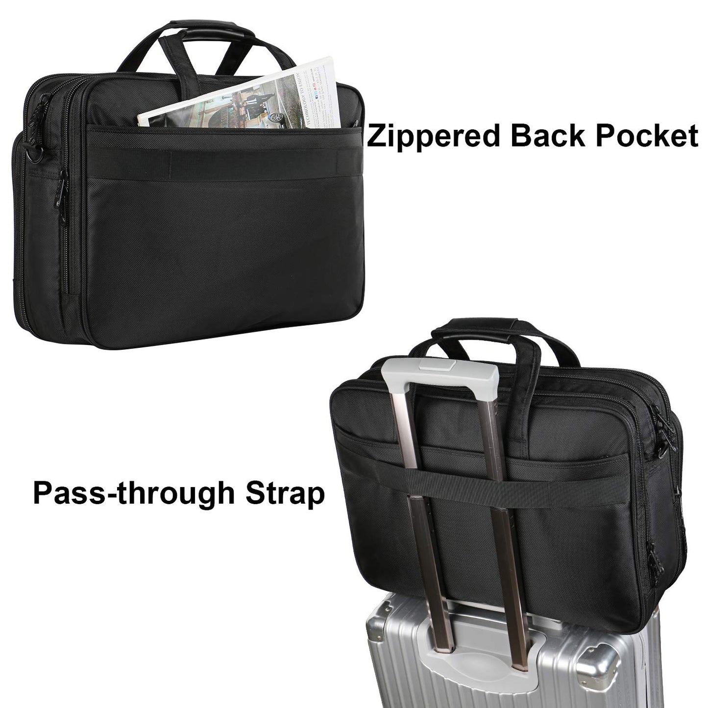 Taygeer 17 Inch Laptop Bag Briefcase Men Professional Waterproof Messenger Bag, Expandable Business Computer Bag ，Black