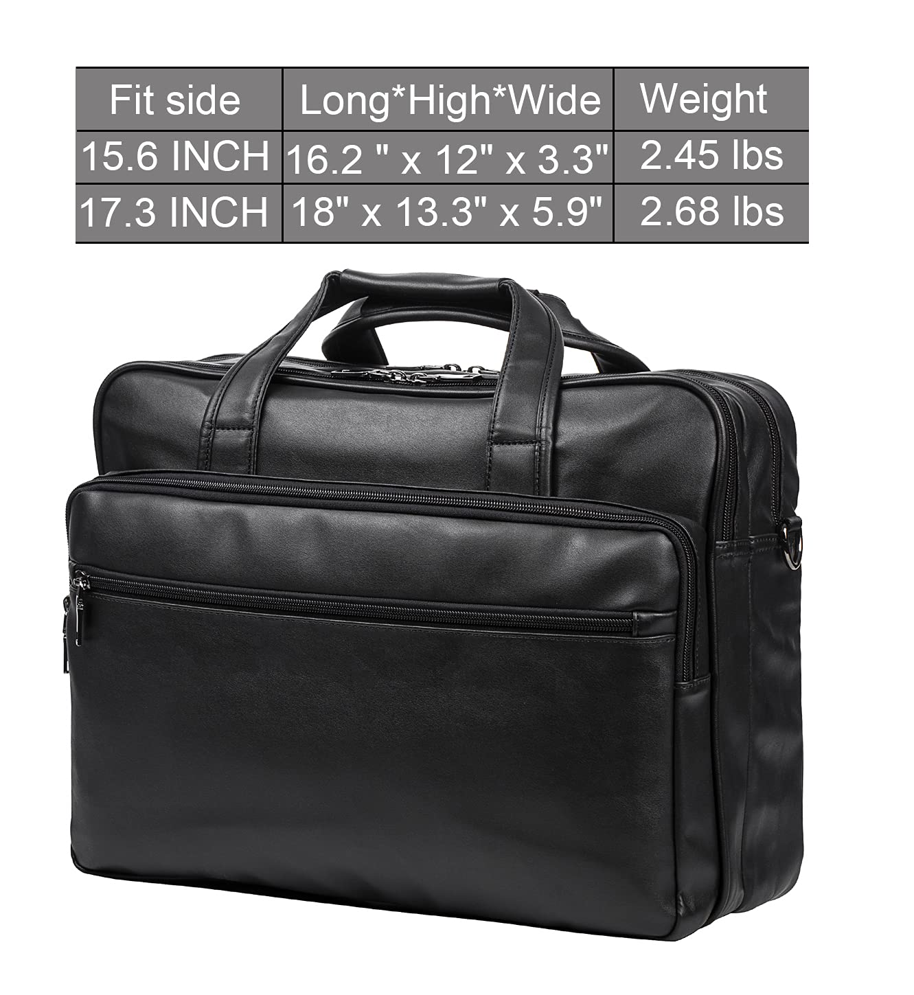 seyfocnia Leather Laptop Bag, Men's 15.6 Inche 17.3 Inche Messenger Briefcase Business Satchel Computer Handbag Shoulder Bag, [G]black, 15.6 inch, Durability