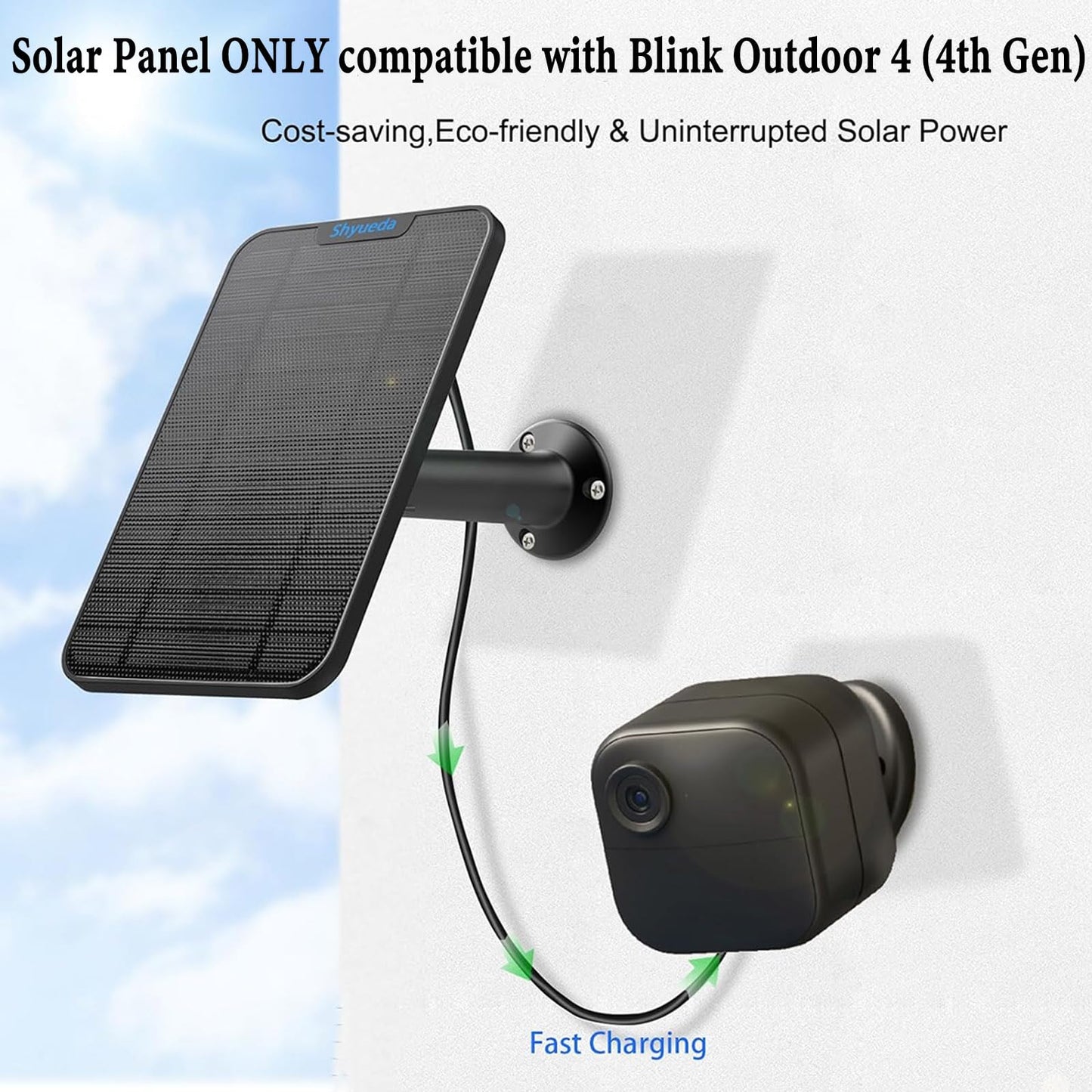 [2 Pack] Solar Panel for Blink Camera Outdoor, Camera Solar Panel Compatible with Blink Outdoor 4(4th Gen) with 13,1ft Calbe, Adjustable Mount (Camera Not Included)