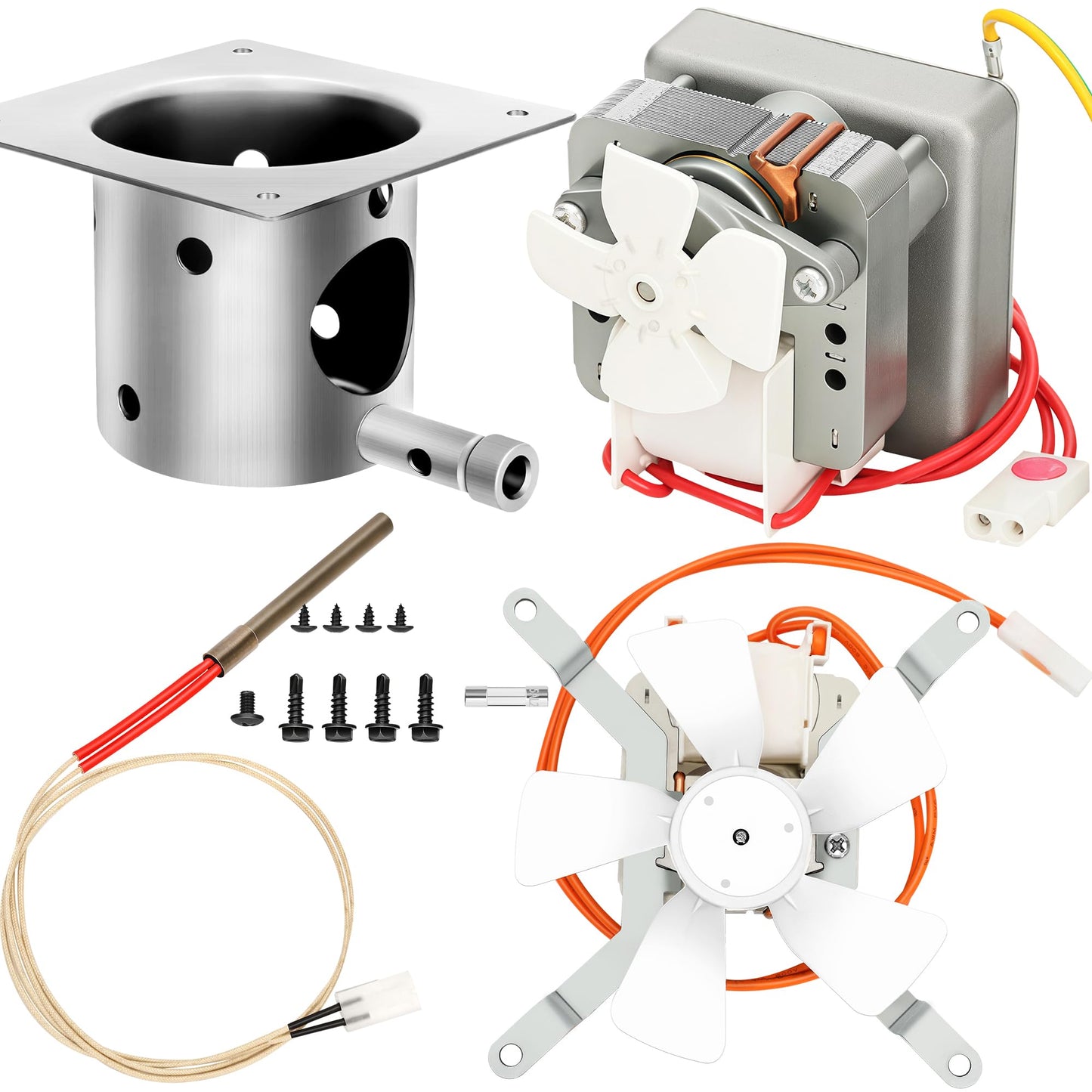 Auger Motor,Grill Induction Fan Kit,Fire Burn Pot and Hot Rod Ignitor,Traeger Parts Replacement Traeger Grill Parts for Pit Boss Grill Parts and Auger Motor for Traeger Grill,Traeger Fan Ignitor Kit