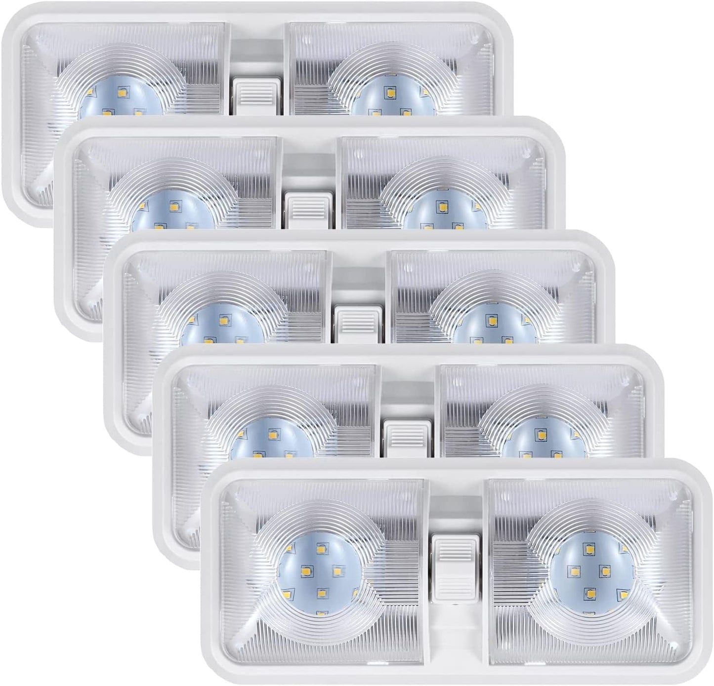 12V RV LED Lights with ON/Off Switch - Cold White 6500K 8W 600LM, Interior Lighting for RV Van Trailer Camper Boat - Pack of 5