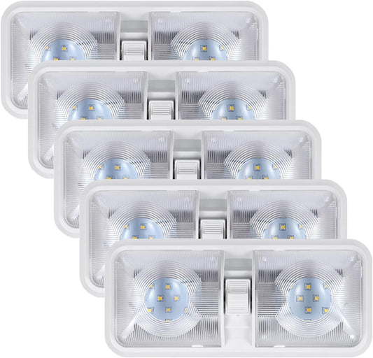 12V RV LED Lights with ON/Off Switch - Cold White 6500K 8W 600LM, Interior Lighting for RV Van Trailer Camper Boat - Pack of 5