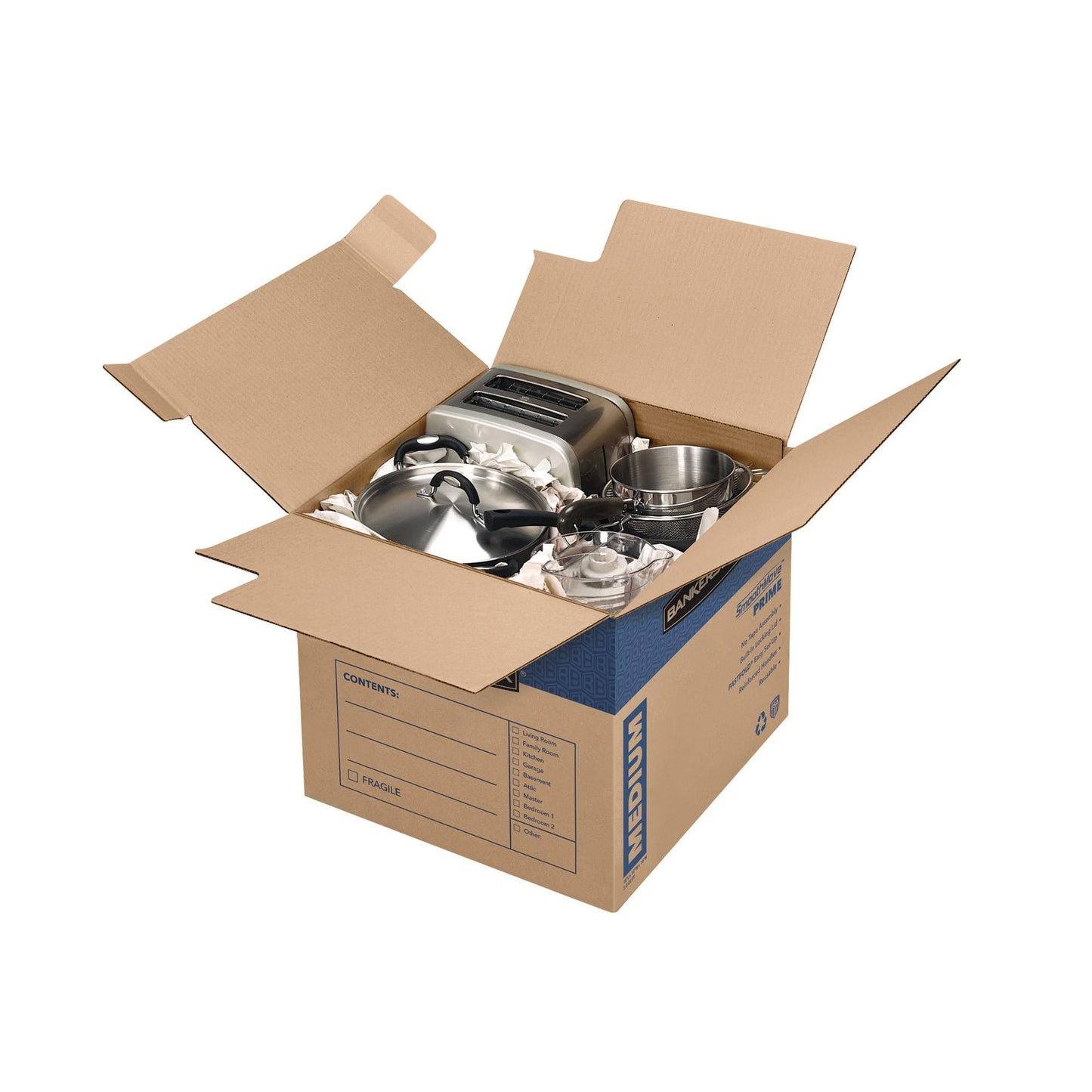 Bankers Box SmoothMove Prime Moving Boxes, Medium, 8-Pack