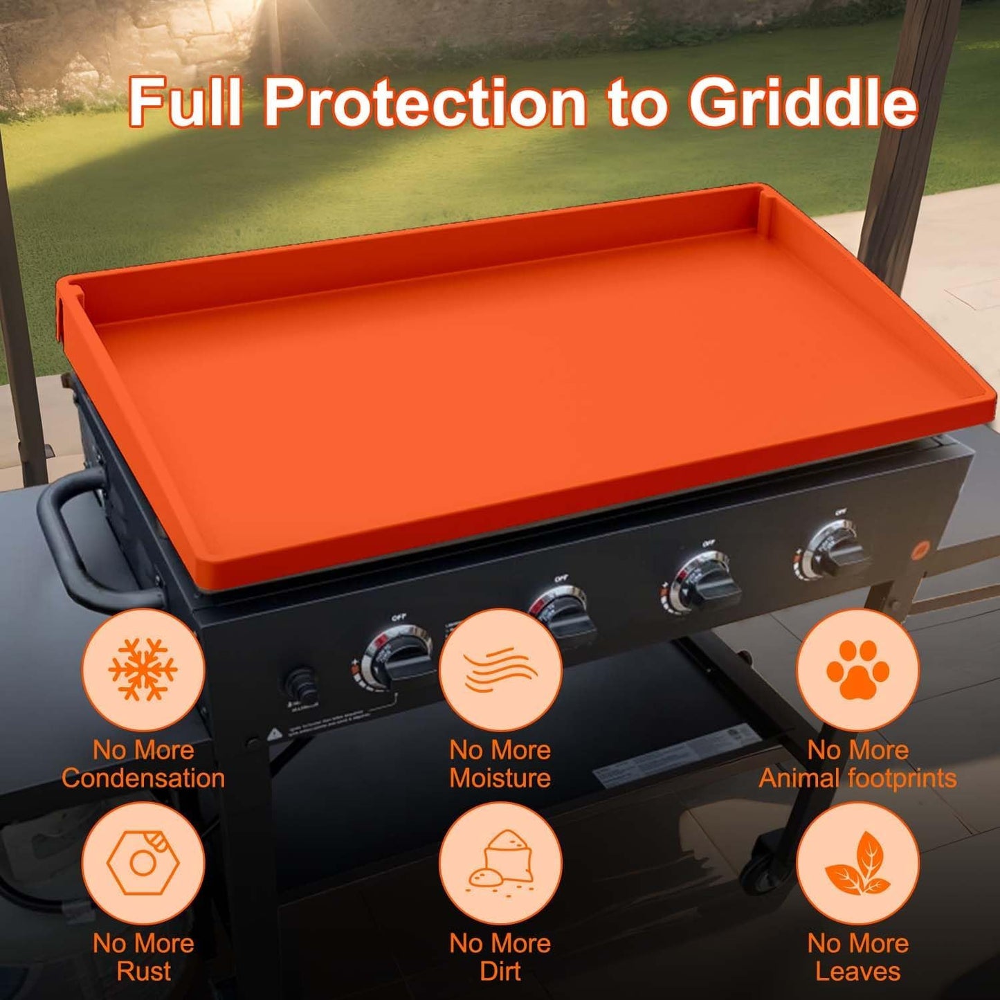 BANGIE Griddle Cover Mat for Blackstone 36 Inch Griddle Accessories | Full Wrap-Around Protection Silicone Mat for Griddle | Food Grade Silicone Grill Mat | ORANGE