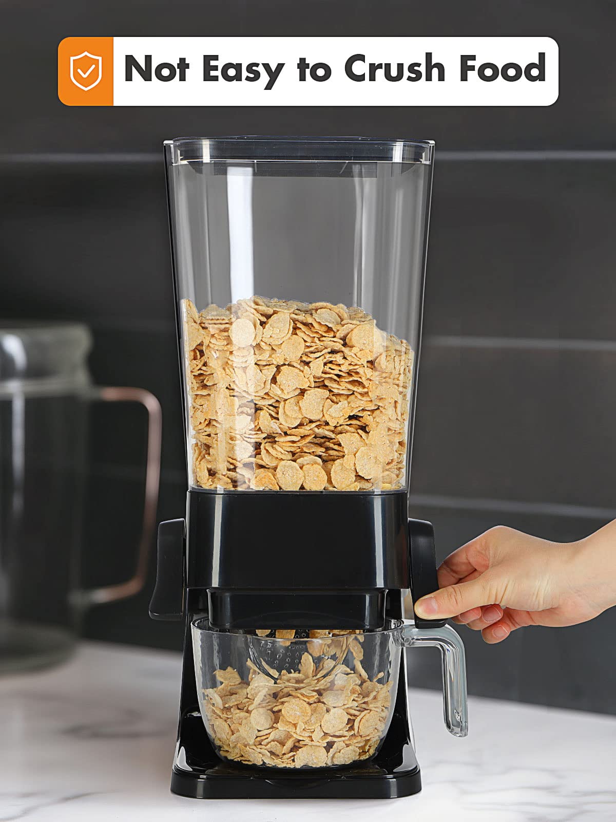 Tokokimo Cereal Dispensers Countertop, Dry Food Dispenser Storage Container Organizer for Granola, Cereal, Dry Food, Cat Food, Black(2 Pcs)
