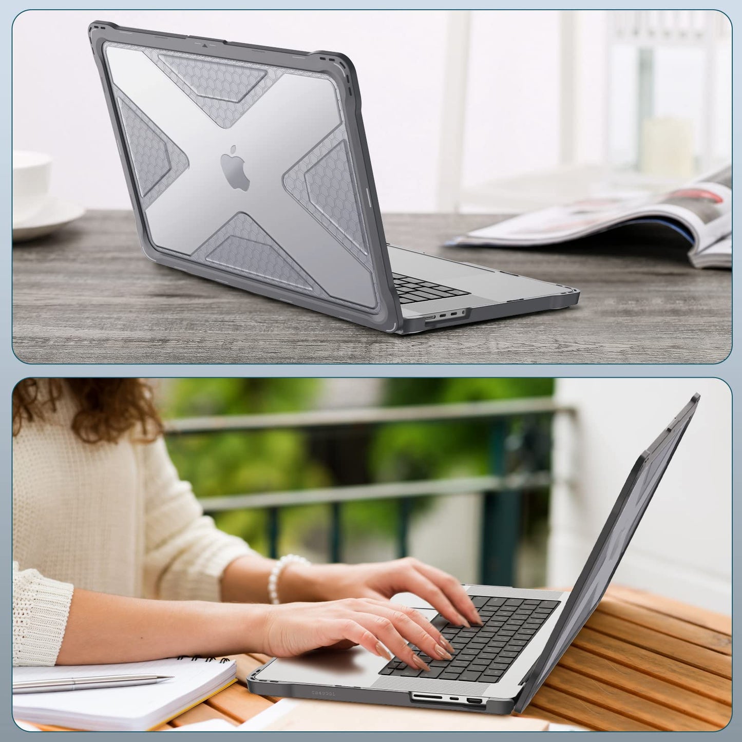 Fintie Case for MacBook Pro 16 Inch Case 2026-2021 A3403 A3186 A2991 A2780 A2485 - Heavy Duty Rugged Hard Shell Cover with TPU Bumper for MacBook Pro 16" M5/M4/M3/M2/M1 Pro/Max Chip, Gray