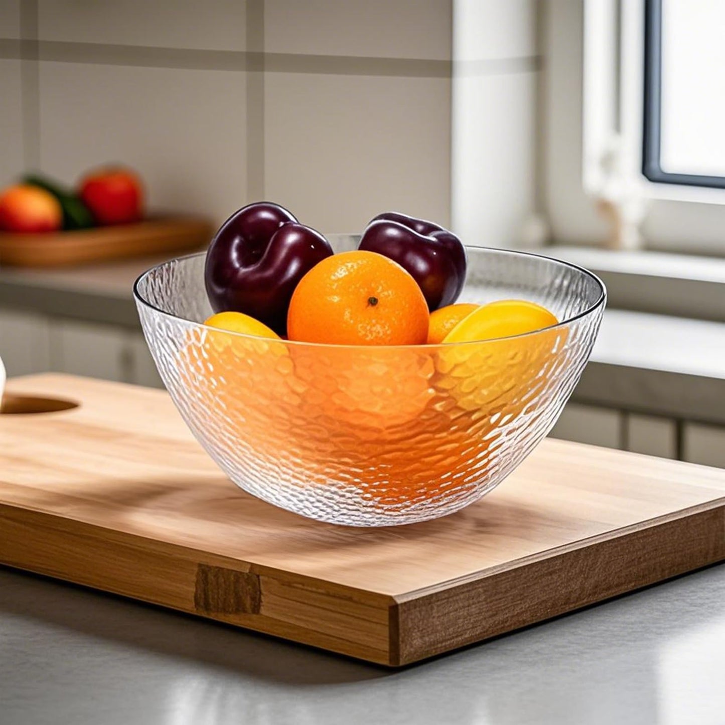 Suwimut 4 Pack Clear Plastic Serving Bowls for Parties, 135 OZ Large Round Plastic Snack or Salad Bowl, Clear Chip Bowls Plastic Candy Dish Salad Serving Containers