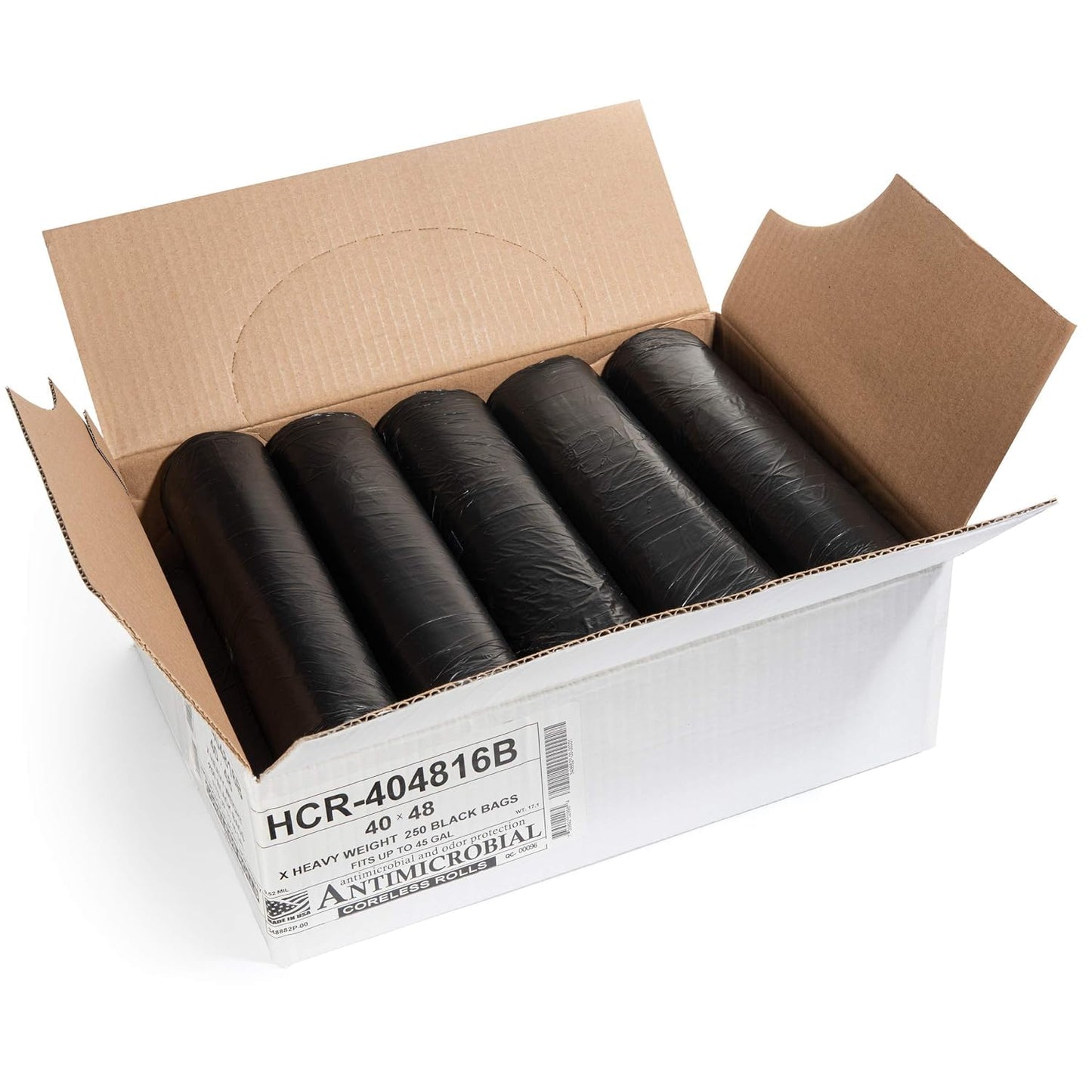 Aluf Plastics High Density Trash Bags, 45 Gallon, 250 Count, 16 Micron (eq), 40" x 48", Black, for Bathroom, Office, Industrial, Commercial, Janitorial, Municipal, Recycling