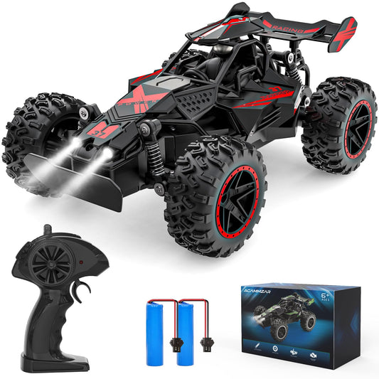 ACAMMZAR Remote Control Car, 1:18 High Speed RC Cars for Kids, 20KM/H Monster RC Truck Off Road with Lights Toys for Boys, Red