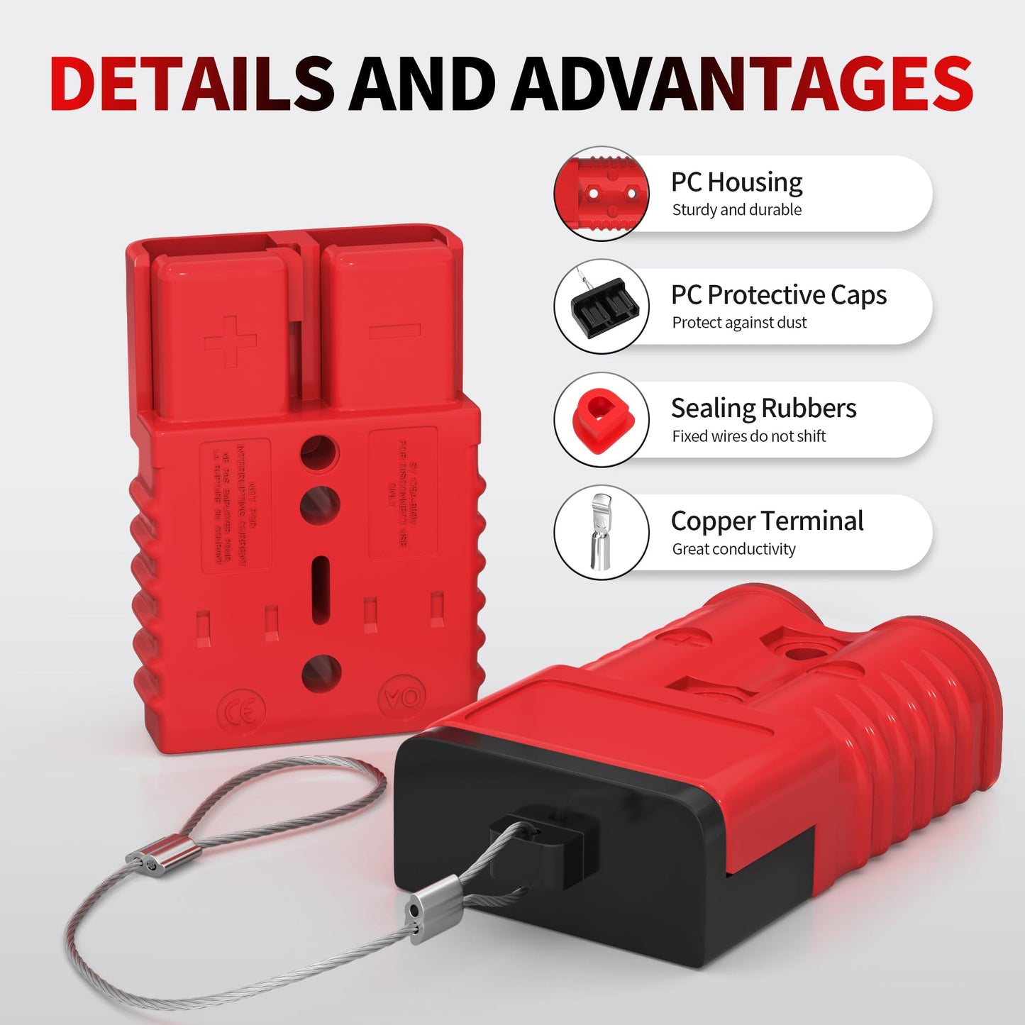 RVBOATPAT 175A Battery Quick Connect/Disconnect, 1/0 AWG Wire Harness Plug Connector 12V Battery Cable Connector for Trailer Towing Winch Quick Connect Systems - 6 PCS