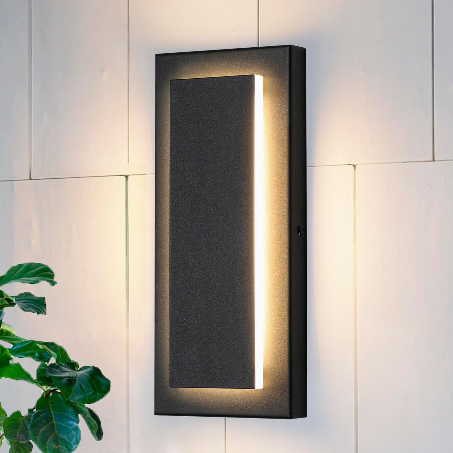 ZSMAIKU 11.8" Outdoor Wall Lights, Black Led Wall Sconces,Exterior Light Fixtures Wall Mount, 3000K Warm White,Waterproof Modern Porch Hallway Front Door Lights 360°Beam Angle 1 Pack