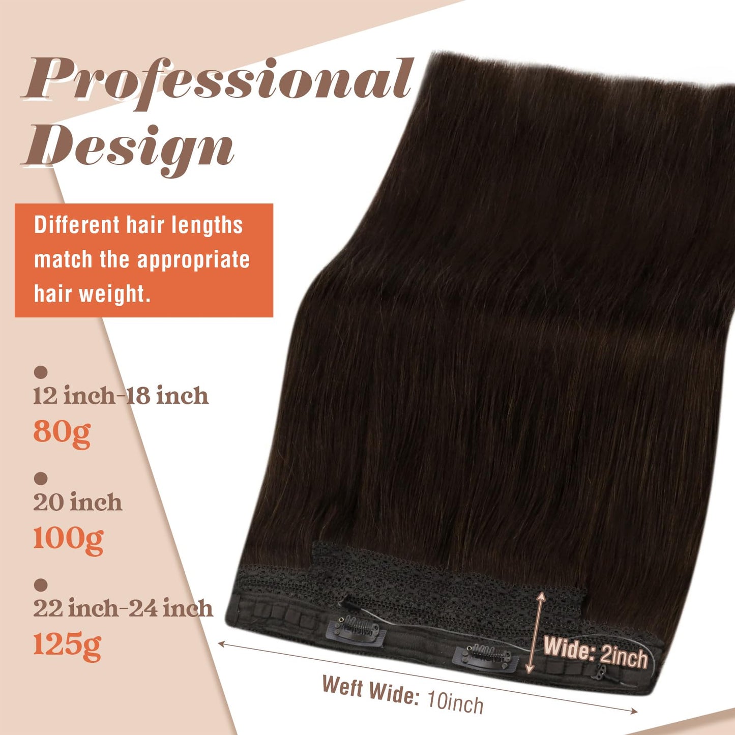 Sunny Hair Wire Hair Extensions Human Hair Invisible Hair Extensions for Women Straight Secret Hidden One Piece Extensions With Adjustable Line Dark Chocolate Brown 18inch