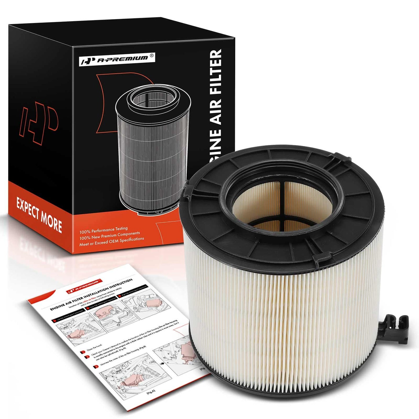 A-Premium Engine Air Filter Compatible with Audi Models- A4, A4 allroad, A4 Quattro, A5, A5 Quattro, A5 Sportback, Q5, S7 - Replace# 8W0133843C
