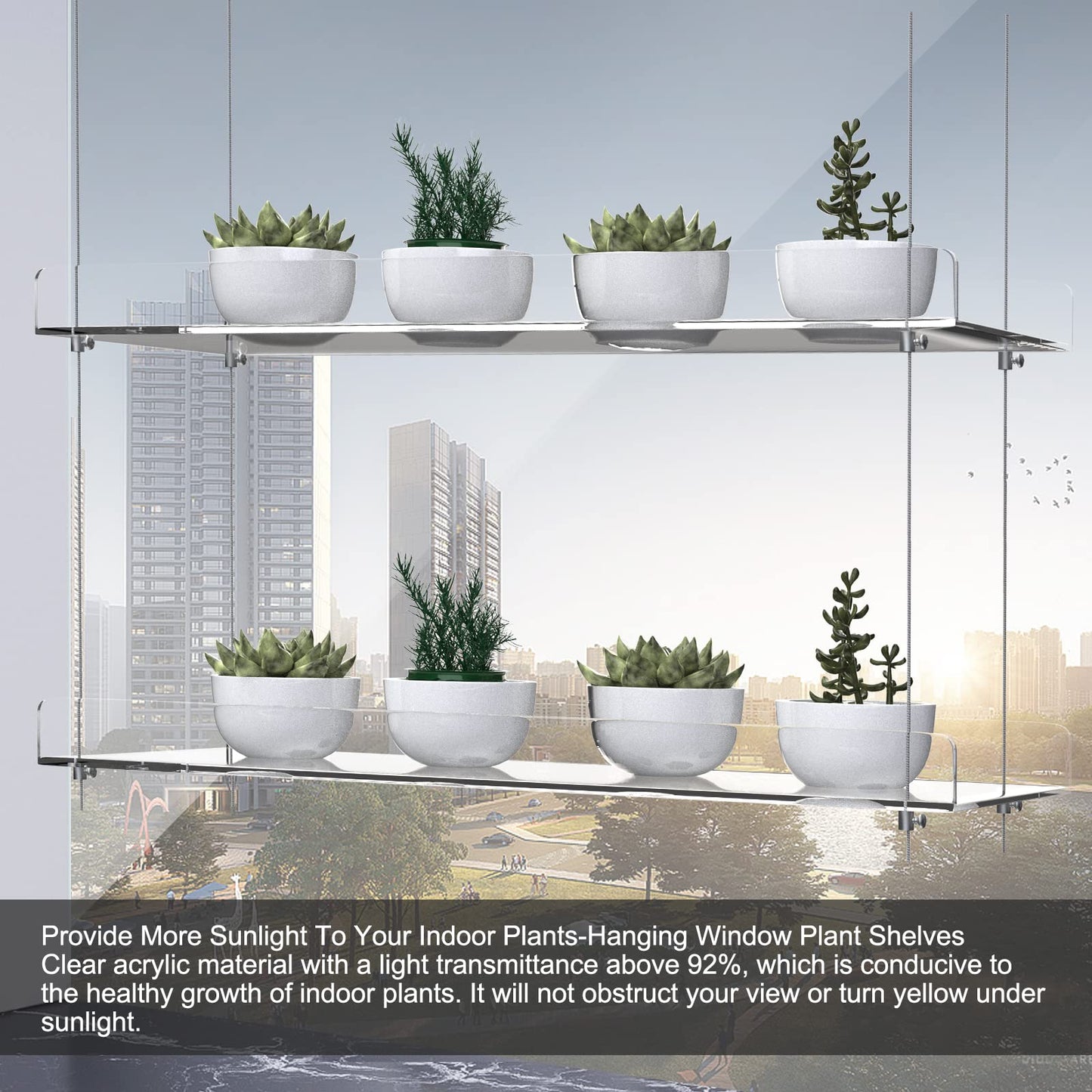 Clear Hanging Window Plant Shelves,Indoor Windows Wall Hanging Plant Stand Flower Display,Flower Pot Organizer Storage for Window Grow Herbs,Microgreens,Succulents,Flower