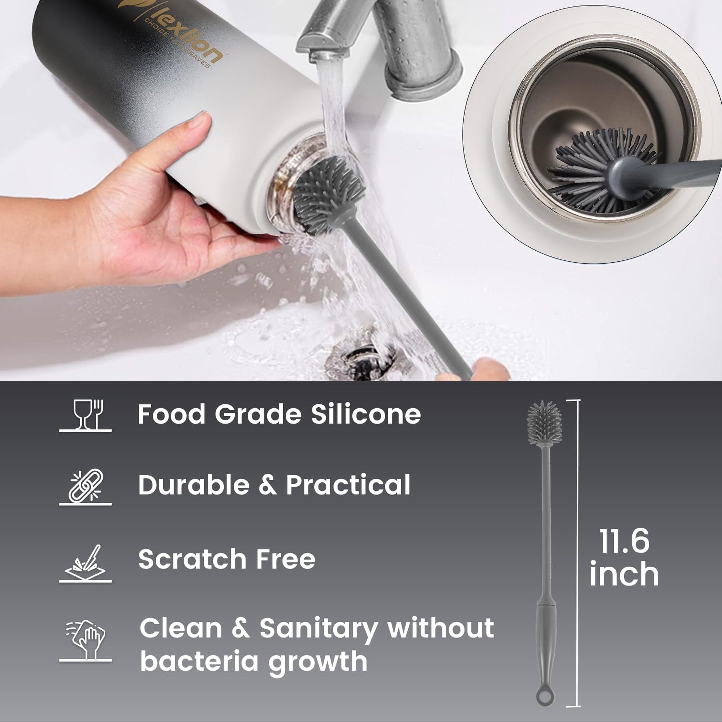 Lexlion Water Bottle 32 Oz, Triple Walled Insulated Stainless Steel Reusable, Wide Mouth, Fruit Diffuser-Thermal Leaf Infuser, Silicone Sleeve&Cleaning Brush, 3 Lids Leak Proof, Metal Mug Gallon