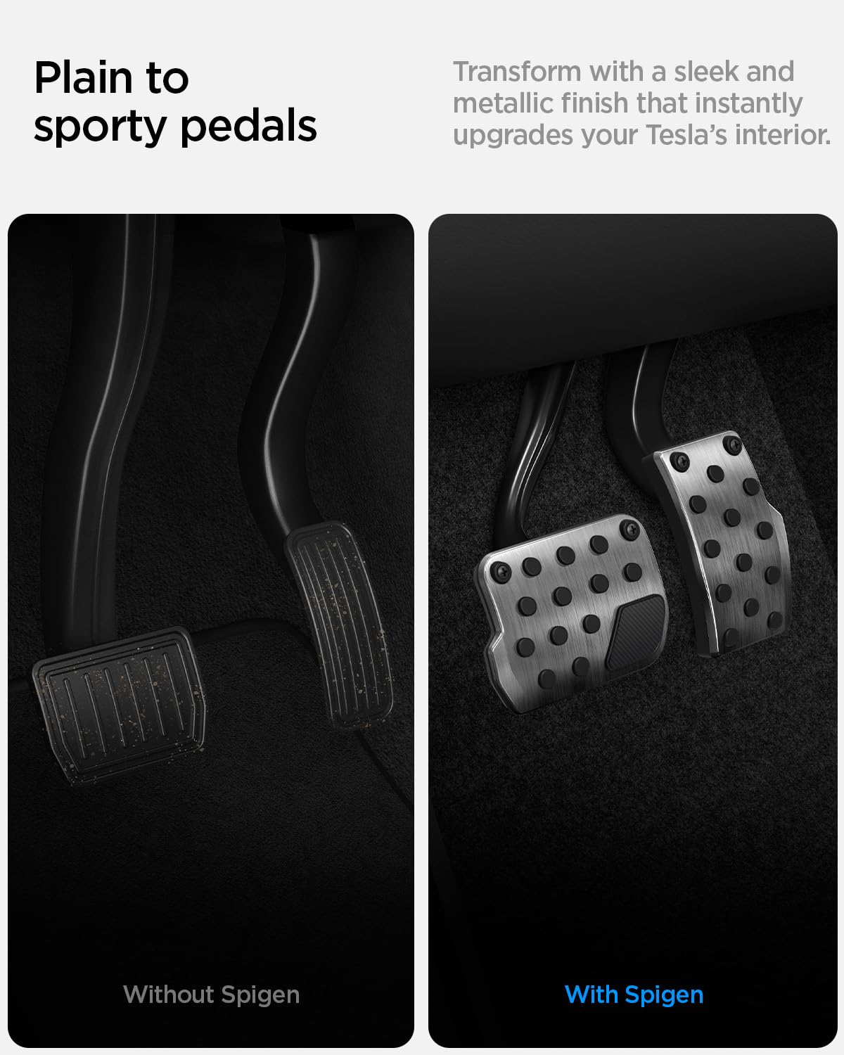 [Upgraded] Spigen Stainless Steel Performance Pedal Cover for All Model Y and Model 3 - Compatible with Model Y Juniper (2025/26) and Model 3 Highland (2024/25)